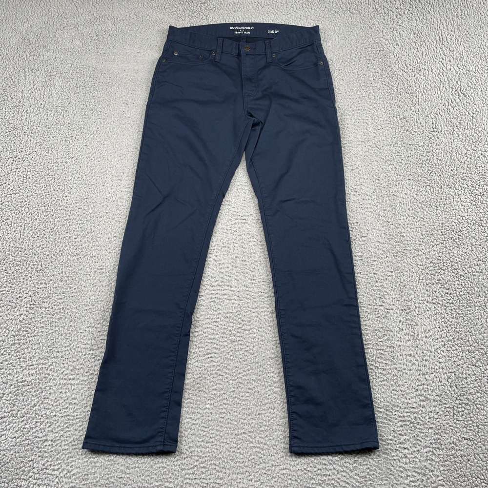 Banana Republic Travel Jean Mens 31x32 Navy Blue Slim Fit Stretch 5-Pocket Pants